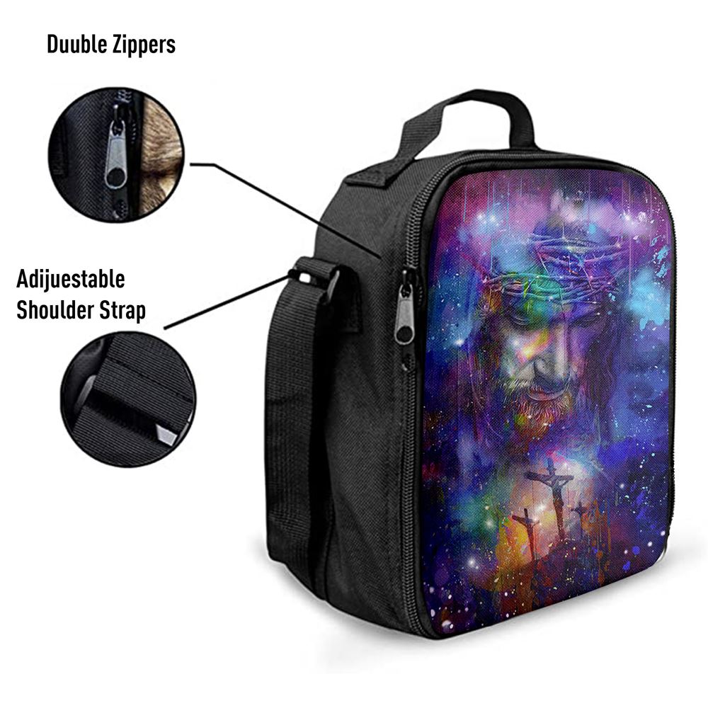 Jesus Face Crown Of Thorns Cross Lunch Bag, Christian Lunch Box For School, Picnic