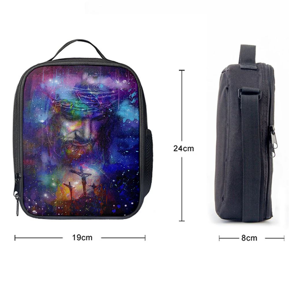 Jesus Face Crown Of Thorns Cross Lunch Bag, Christian Lunch Box For School, Picnic