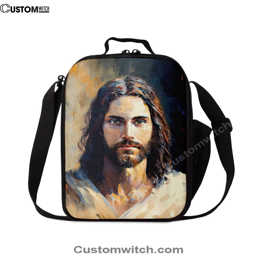 Jesus Face Lunch Bag - Jesus Art, Christian Lunch Box For School, Picnic