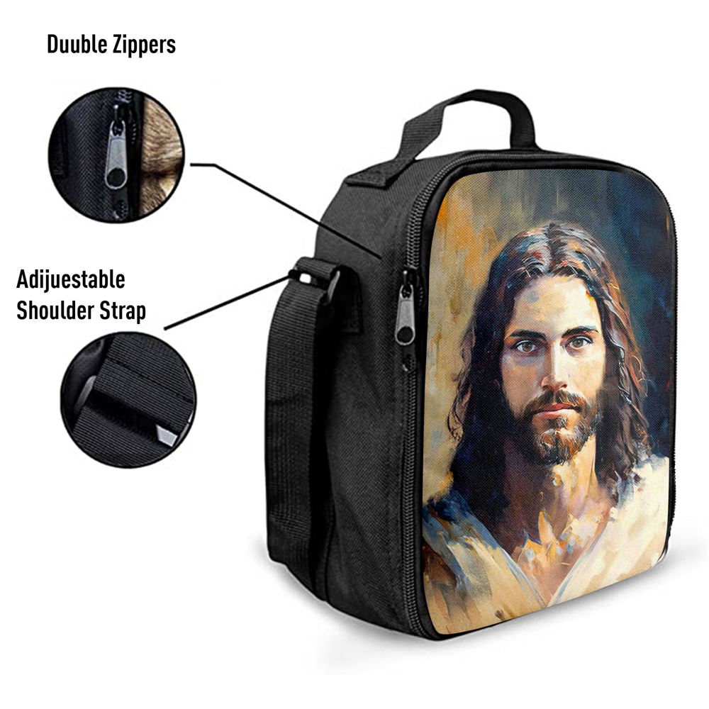 Jesus Face Lunch Bag - Jesus Art, Christian Lunch Box For School, Picnic