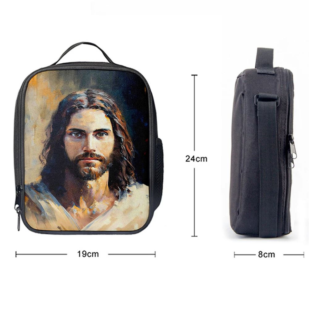 Jesus Face Lunch Bag - Jesus Art, Christian Lunch Box For School, Picnic