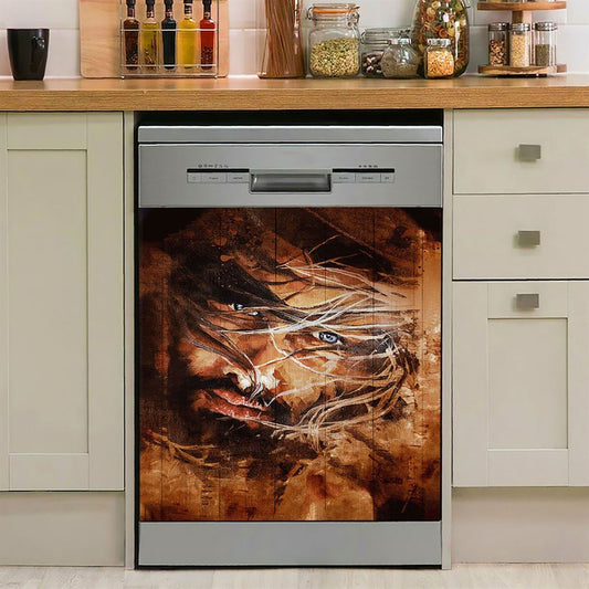 Jesus Face Put God First And You'll Never Be Last Dishwasher Cover, Jesus Christ Dishwasher Stickers, Christian Kitchen Decor