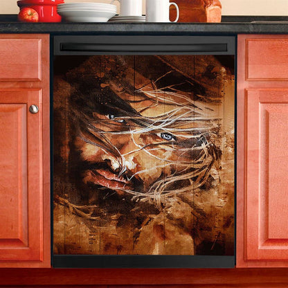 Jesus Face Put God First And You'll Never Be Last Dishwasher Cover, Jesus Christ Dishwasher Stickers, Christian Kitchen Decor