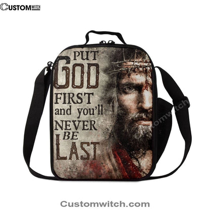 Jesus Face Put God First And You'll Never Be Last Lunch Bag, Christian Lunch Box For School, Picnic