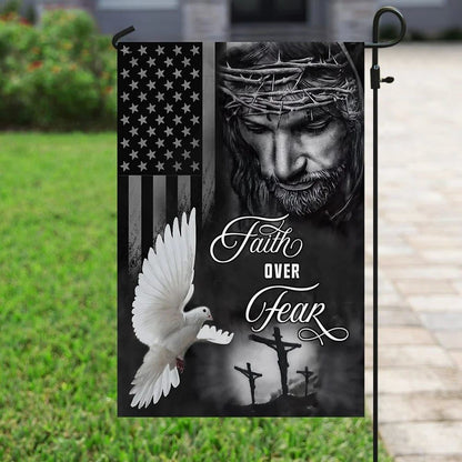 Jesus Faith Over Fear Holy Spirit House Flag, Christian Flag, Christian Flag, Scripture Flag, Garden Banner