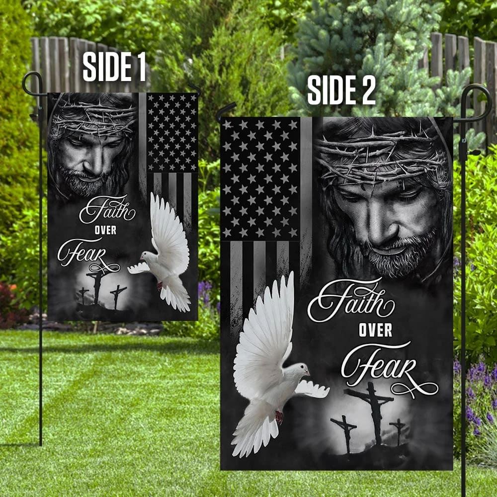 Jesus Faith Over Fear Holy Spirit House Flag, Christian Flag, Christian Flag, Scripture Flag, Garden Banner