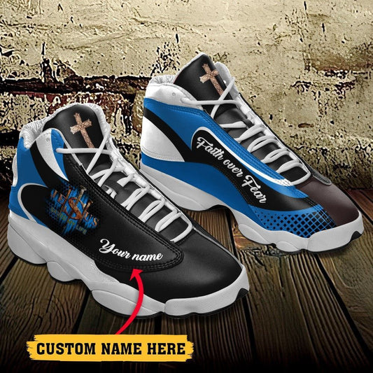Jesus Faith Over Fear Saved My Life Custom Name Jd13 Shoes For Man And Women, Christian Basketball Shoes, Gifts For Christian, God Shoes