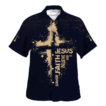Jesus Faith Savior Believe God Hope Hawaiian Shirt For Men, Christian Hawaiian Shirt, Gift For Christian