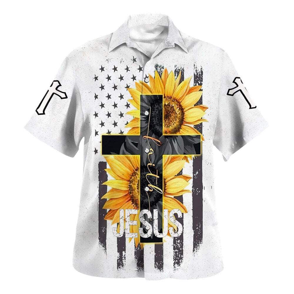 Jesus Faith Sunflower Hawaiian Shirt For Men, Christian Hawaiian Shirt, Gift For Christian