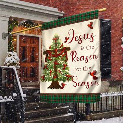 Jesus Family Flag, Jesus Is The Reason For The Season Christmas Flag, Christian Christmas House Flag, Christmas Outdoor Decor Ideas