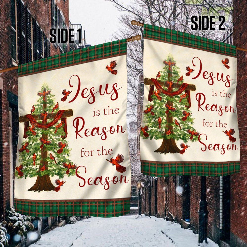 Jesus Family Flag, Jesus Is The Reason For The Season Christmas Flag, Christian Christmas House Flag, Christmas Outdoor Decor Ideas
