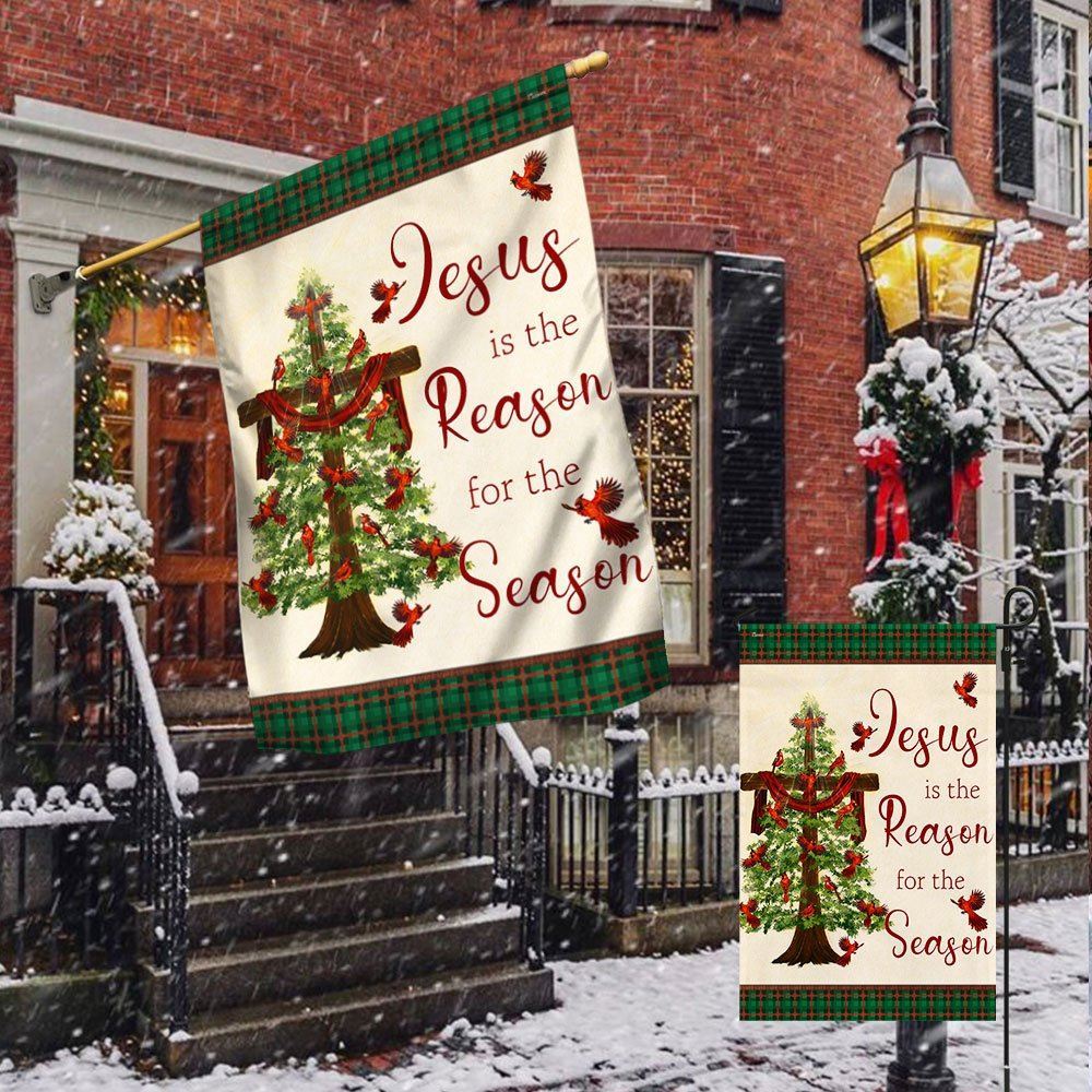 Jesus Family Flag, Jesus Is The Reason For The Season Christmas Flag, Christian Christmas House Flag, Christmas Outdoor Decor Ideas