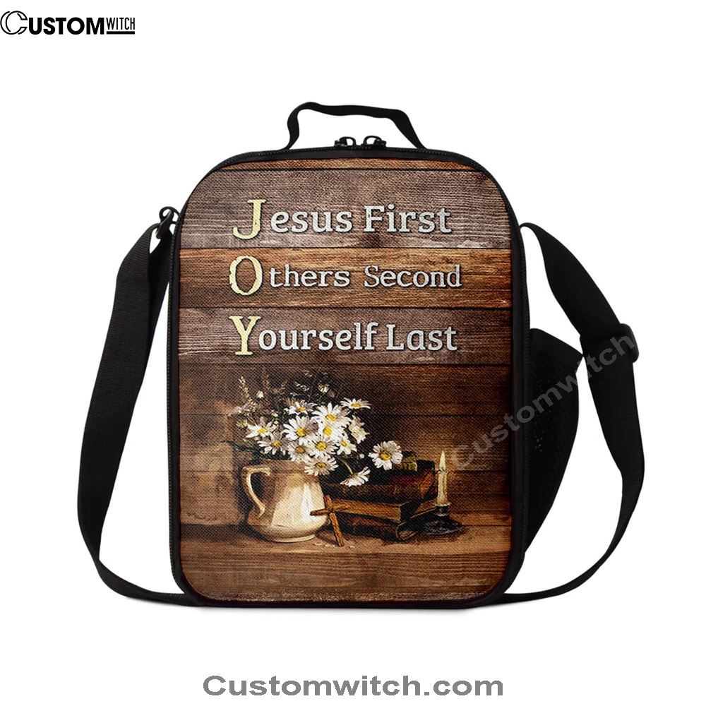 Jesus First Others Second Daisy Flower Vase The Bible Lunch Bag, Christian Lunch Box For School, Picnic