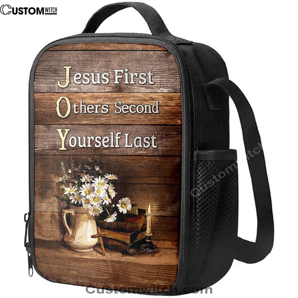 Jesus First Others Second Daisy Flower Vase The Bible Lunch Bag, Christian Lunch Box For School, Picnic