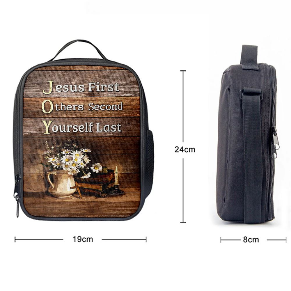 Jesus First Others Second Daisy Flower Vase The Bible Lunch Bag, Christian Lunch Box For School, Picnic