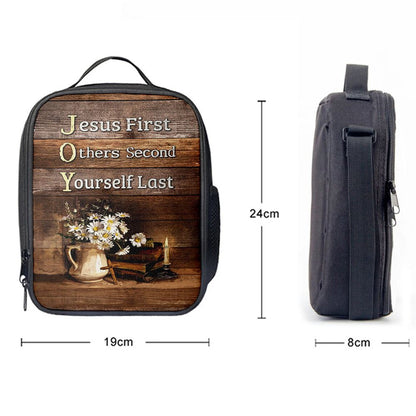 Jesus First Others Second Daisy Flower Vase The Bible Lunch Bag, Christian Lunch Box For School, Picnic