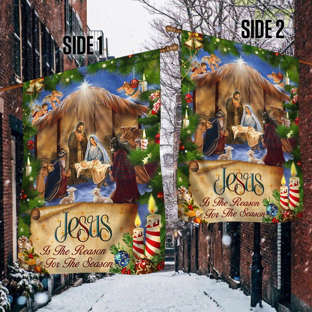 Jesus Flag Jesus Is The Reason For The Season Christmas Flag, Christian Christmas House Flag, Christmas Outdoor Decor Ideas