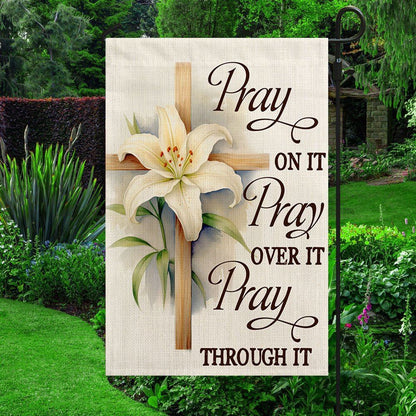 Jesus Flag Pray On It CrossOutdoor Christian House Flag, Christian Flag, Scripture Flag, Garden Banner