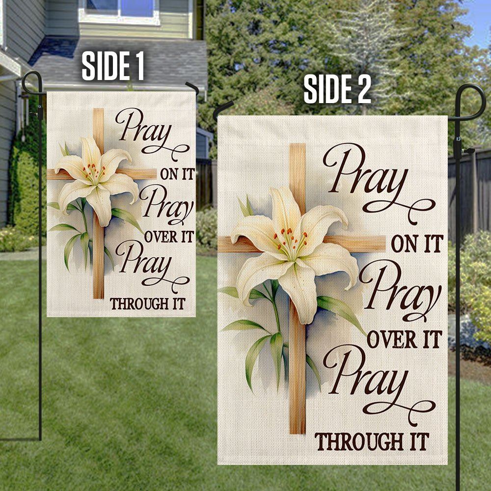 Jesus Flag Pray On It CrossOutdoor Christian House Flag, Christian Flag, Scripture Flag, Garden Banner