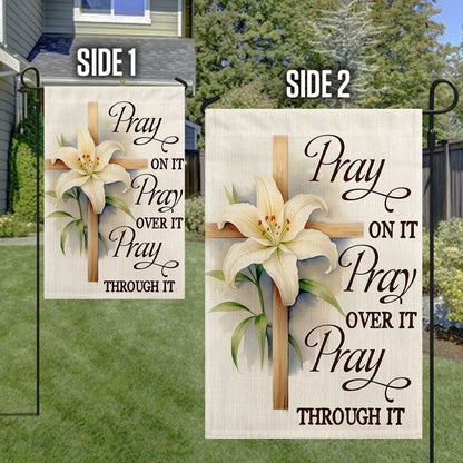 Jesus Flag Pray On It CrossOutdoor Christian House Flag, Christian Flag, Scripture Flag, Garden Banner