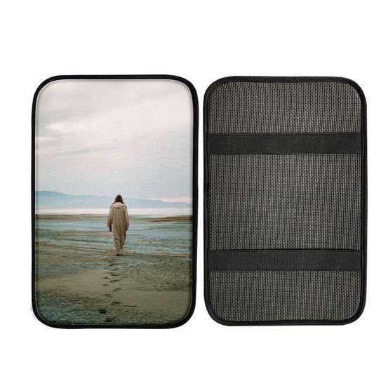 Jesus Footprints In The Sand Car Armrest Pad Pictures, Religious Car Interior Accessories