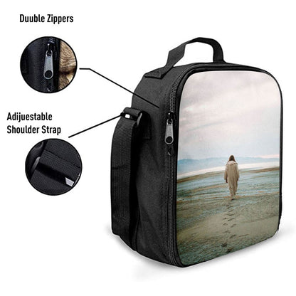 Jesus Footprints In The Sand Lunch Bag, Christian Lunch Box For School, Picnic