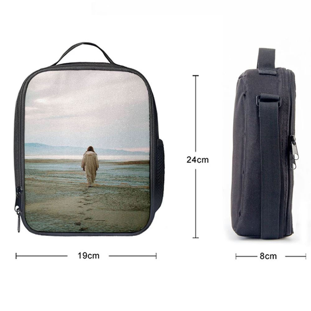 Jesus Footprints In The Sand Lunch Bag, Christian Lunch Box For School, Picnic