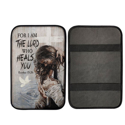 Jesus For I Am The Lord Who Heals You Car Center Console Cover, Religious Car Interior Accessories