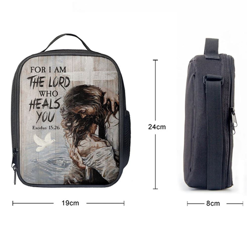Jesus For I Am The Lord Who Heals You Lunch Bag, Christian Lunch Box For School, Picnic