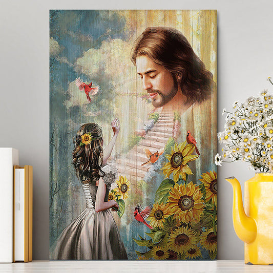 Jesus Girl And Path To Heaven Canvas - Christian Wall Art - Religious Home Decor