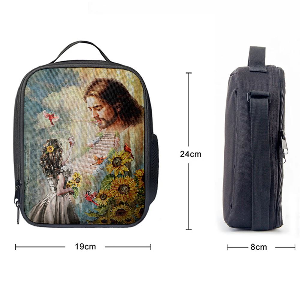Jesus Girl And Path To Heaven Lunch Bag, Christian Lunch Box For School, Picnic