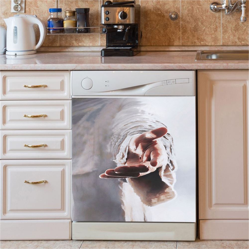 Jesus Gives Hand Dishwasher Cover, Jesus Christ Dishwasher Stickers, Christian Kitchen Decor