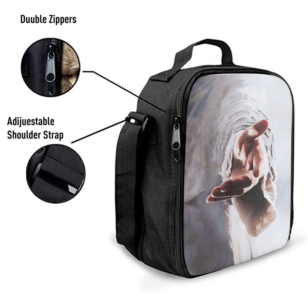 Jesus Gives Hand Lunch Bag, Christian Lunch Box For School, Picnic