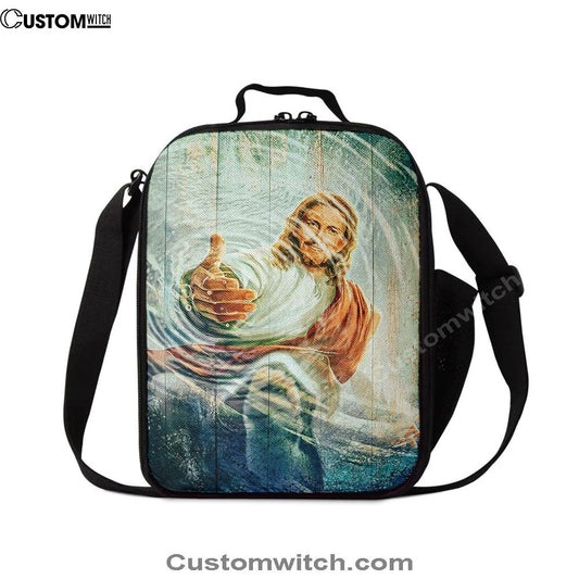 Jesus Gives Hand Under Water Lunch Bag, Christian Lunch Box For School, Picnic