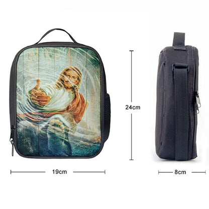 Jesus Gives Hand Under Water Lunch Bag, Christian Lunch Box For School, Picnic