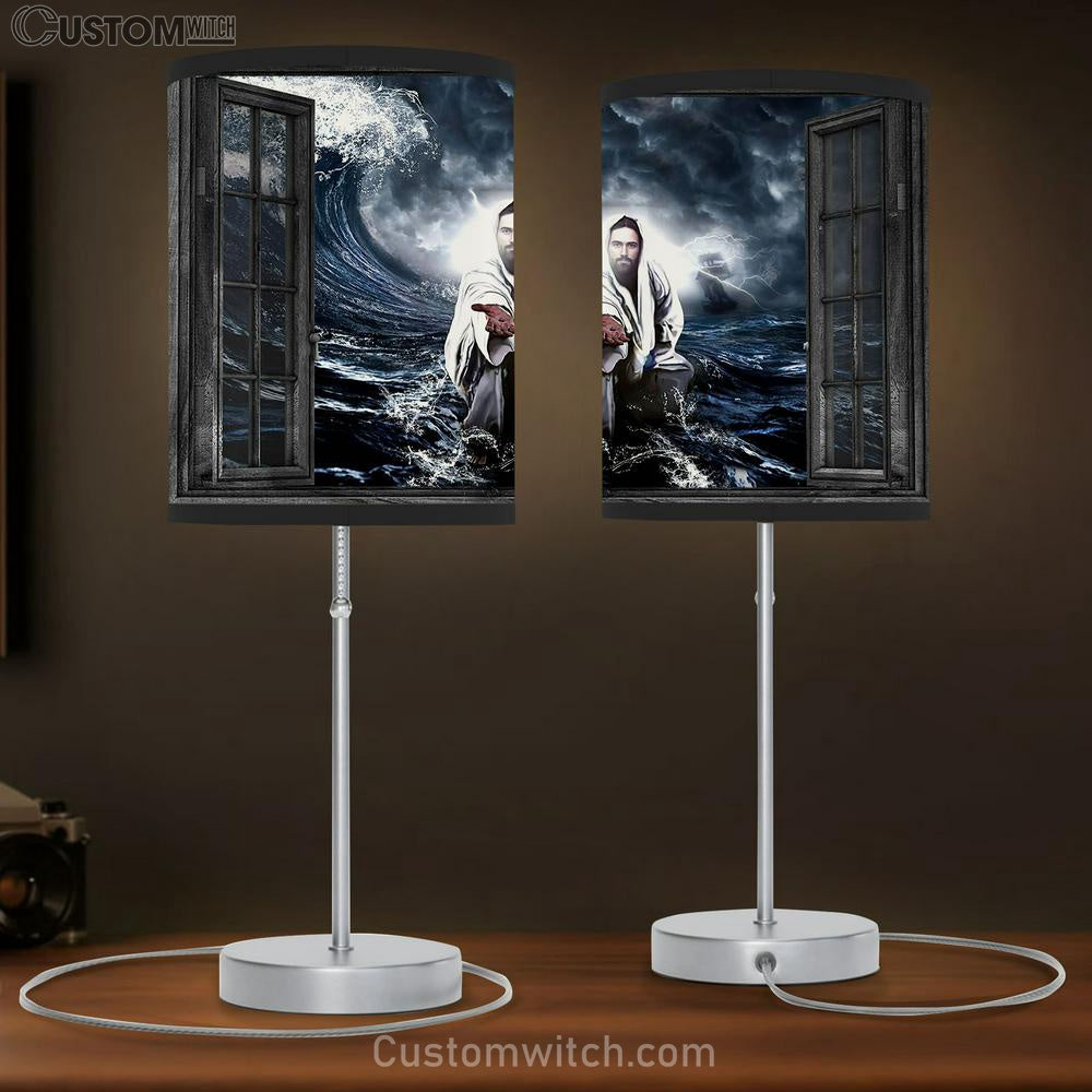 Jesus Gives His Hand Table Lamb Gift - Jesus Christ Table Lamb - Christian Table Lamb Prints