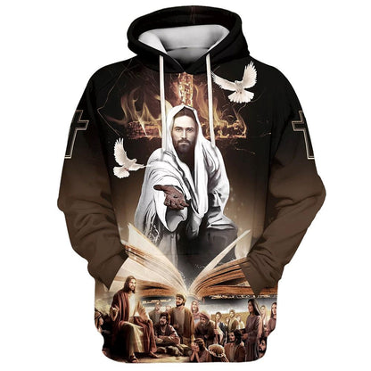 Jesus God Bible And Dove Hoodies Jesus Hoodie For Men & Women, God 3D Printed Hoodie, Christian Apparel Hoodies