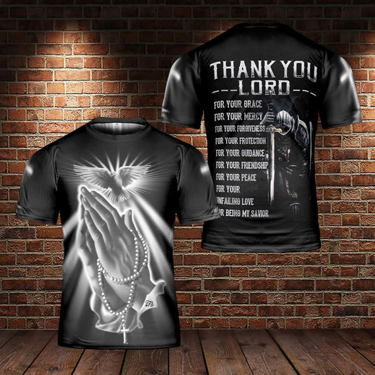 Jesus God Lord's Prayer Jesus Thank You Lord Warrior Of Christ All Over Print 3D T Shirt For Men And Women, Christian T-Shirt, Faith Shirt