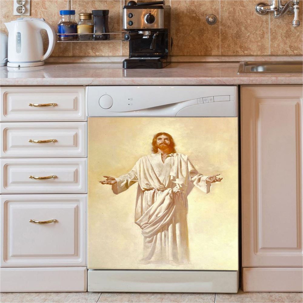 Jesus God With Open Arms Dishwasher Cover , Christian Dishwasher Stickers, Jesus Kitchen Decor