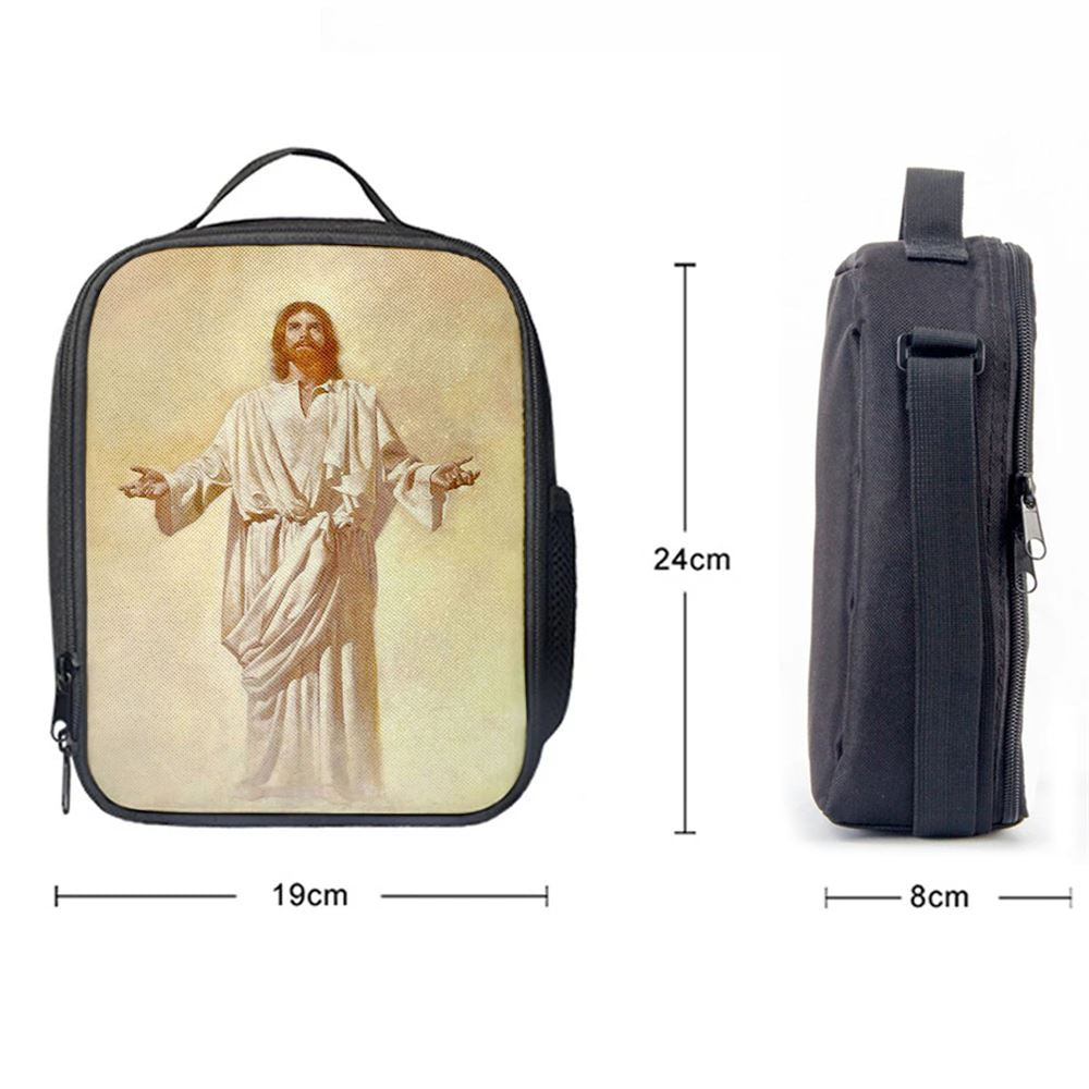 Jesus God With Open Arms Lunch Bag, Christian Lunch Box For School, Picnic