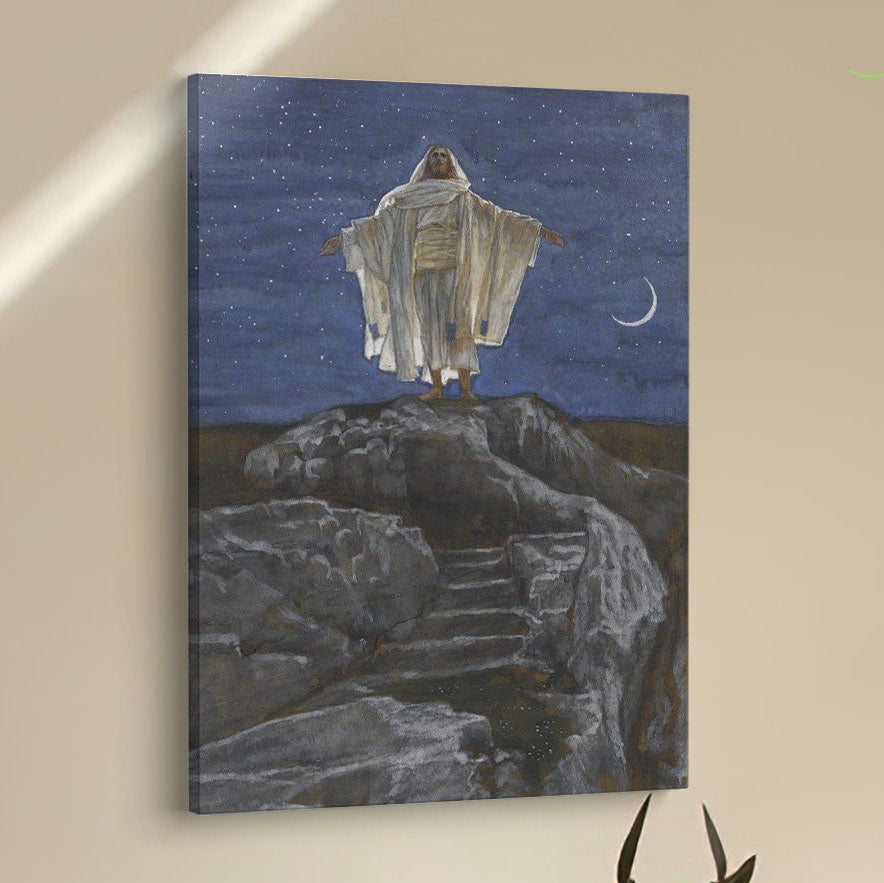 Jesus Goes Up Alone On A Mountain To Pray Canvas Pictures - Christian Wall Art - Jesus Canvas Art