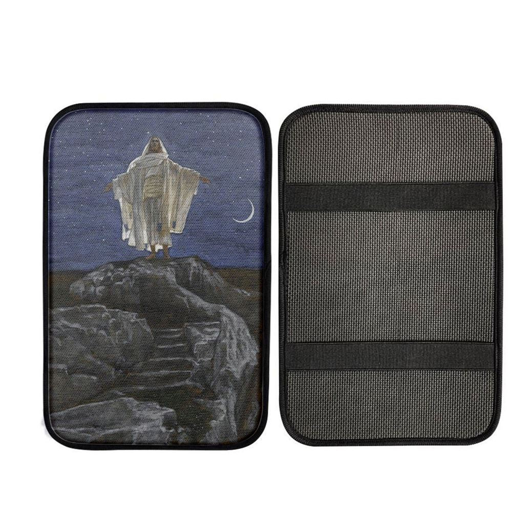 Jesus Goes Up Alone On A Mountain To Pray Car Armrest Pad Pictures, Religious Car Interior Accessories