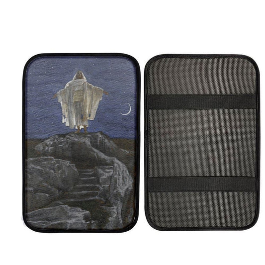 Jesus Goes Up Alone On A Mountain To Pray Car Center Console Cover, Cross Car Interior Accessories