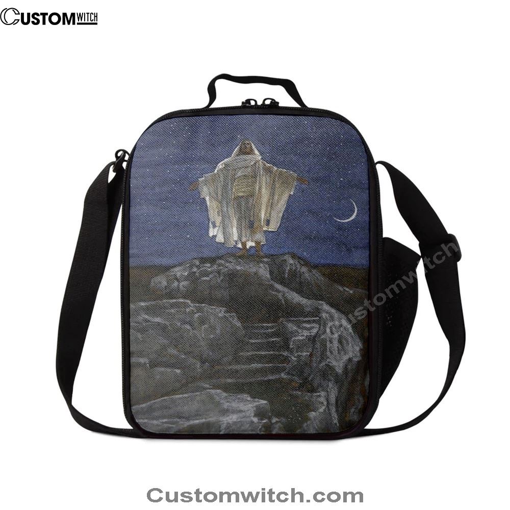 Jesus Goes Up Alone On A Mountain To Pray Lunch Bag, Christian Lunch Box For School, Picnic