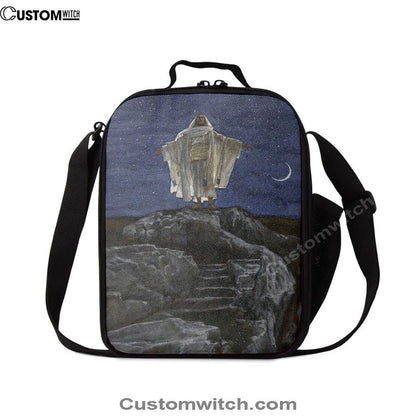 Jesus Goes Up Alone On A Mountain To Pray Lunch Bag, Christian Lunch Box For School, Picnic