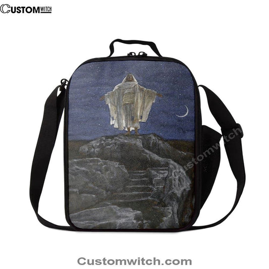 Jesus Goes Up Alone On A Mountain To Pray Lunch Bag, Christian Lunch Box For School, Picnic