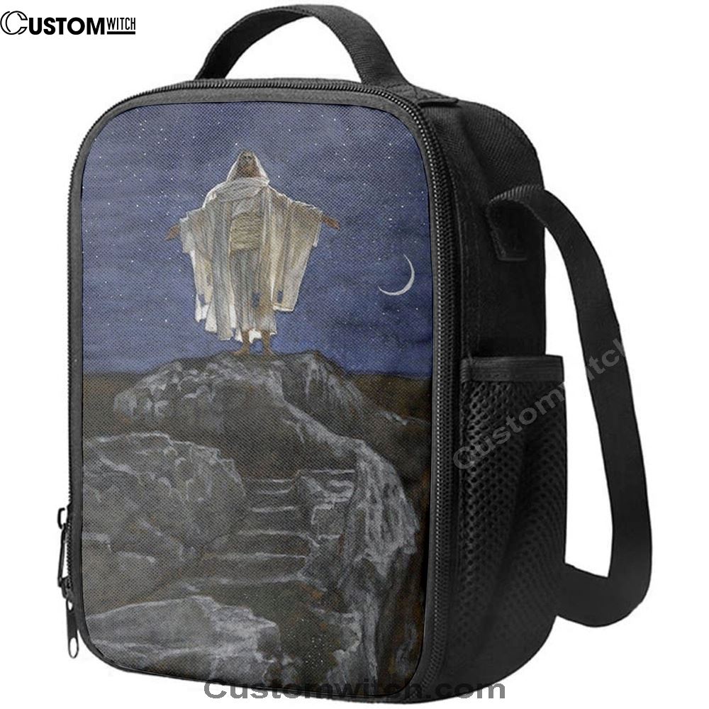 Jesus Goes Up Alone On A Mountain To Pray Lunch Bag, Christian Lunch Box For School, Picnic