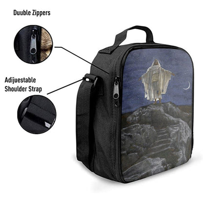 Jesus Goes Up Alone On A Mountain To Pray Lunch Bag, Christian Lunch Box For School, Picnic