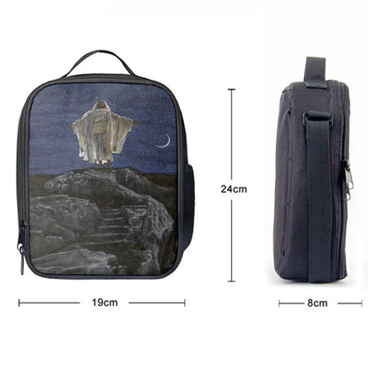 Jesus Goes Up Alone On A Mountain To Pray Lunch Bag, Christian Lunch Box For School, Picnic