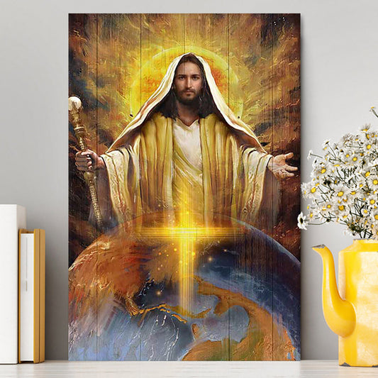 Jesus Got The Whole World In His Hands Wall Art Canvas - Jesus Portrait Canvas Prints - Christian Wall Art
